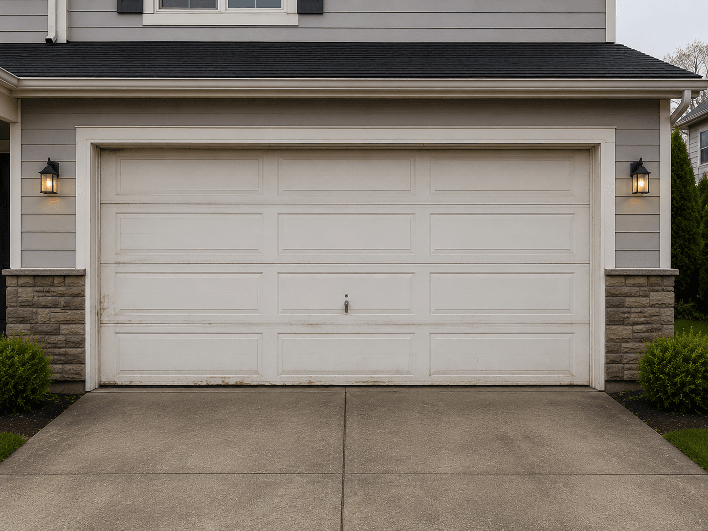 Garage before insulated steel garage door installation