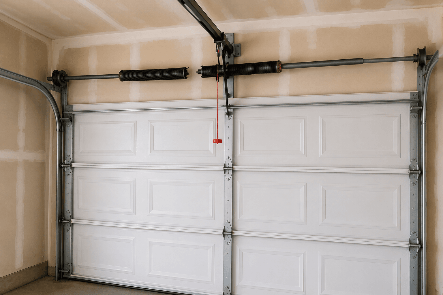 Broken garage door torsion spring requiring repair in Puyallup