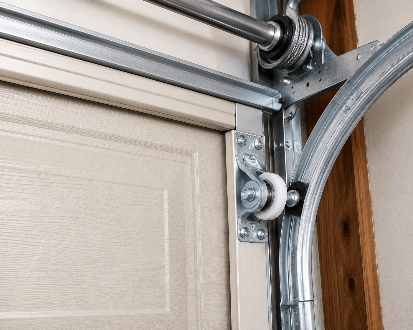 Garage door hardware upgraded and functioning properly after service