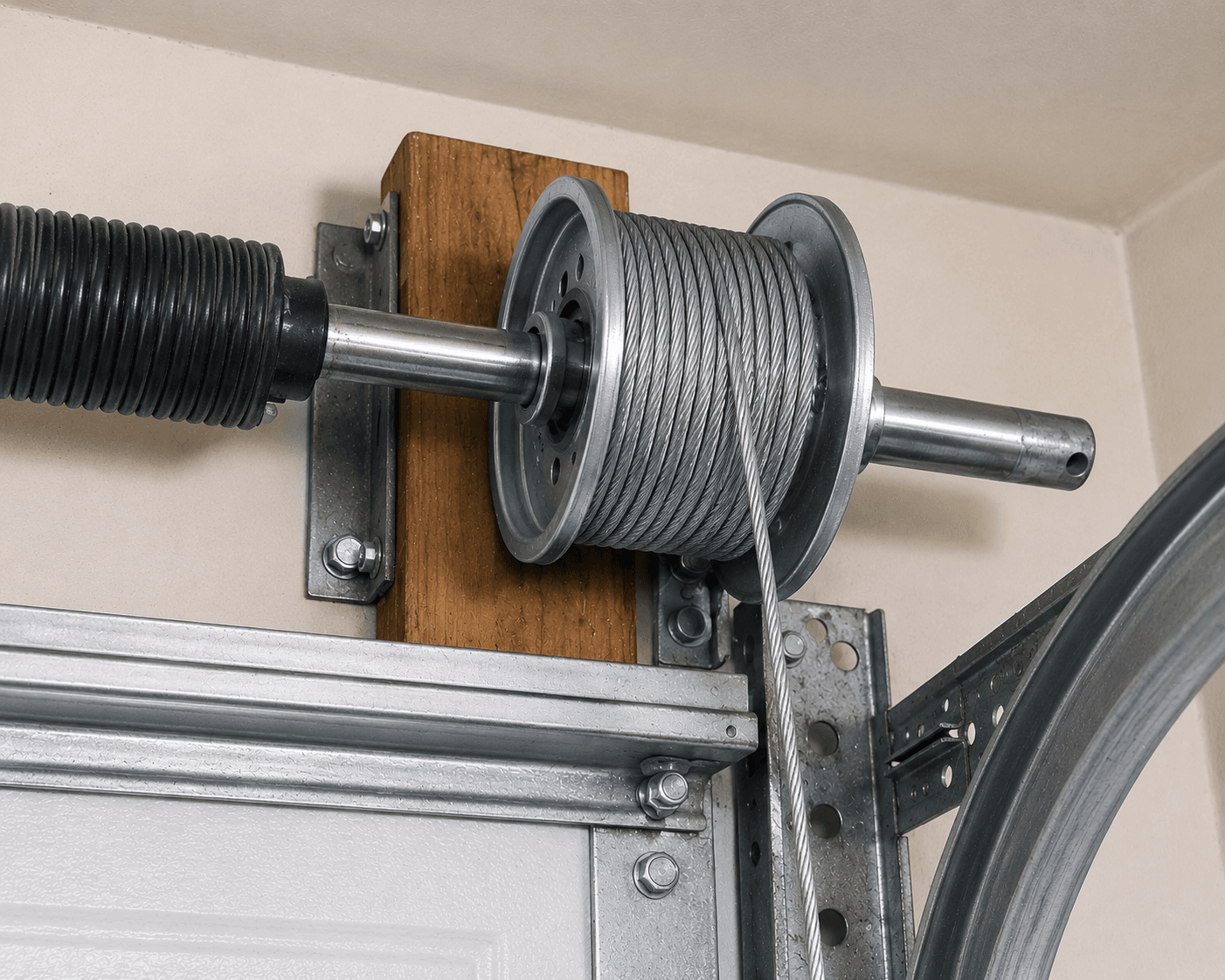 Garage door mechanism operating smoothly after maintenance