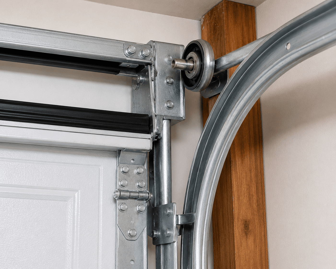 Garage door track and rollers after professional service