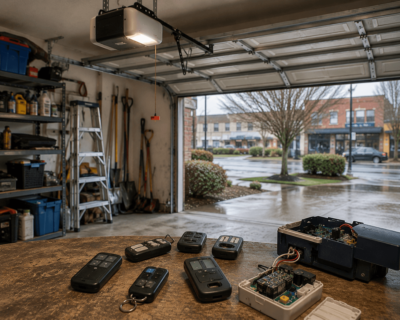 Messy garage with clutter and limited storage before organization
