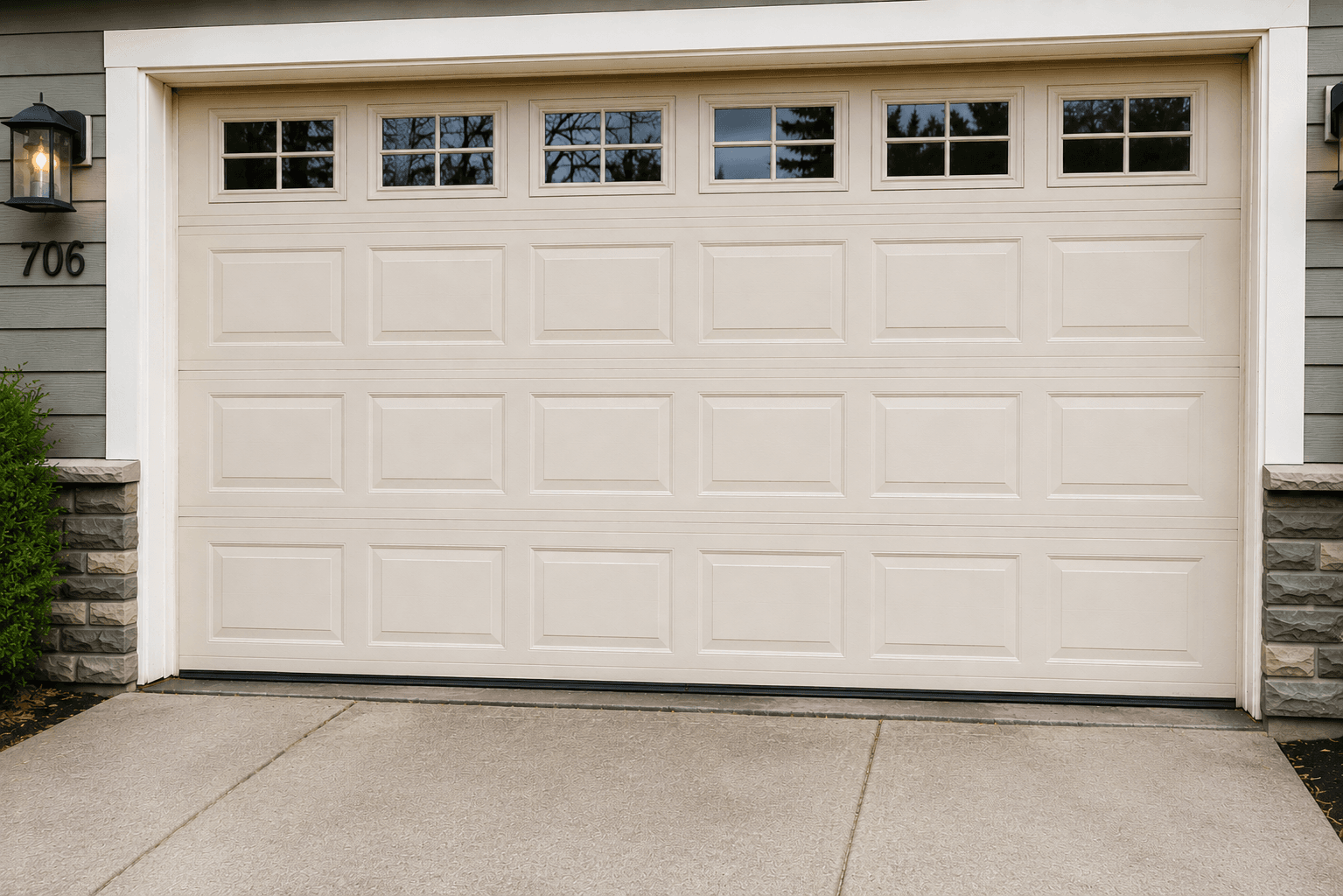 Modern suburban garage with upgraded garage door in Puyallup