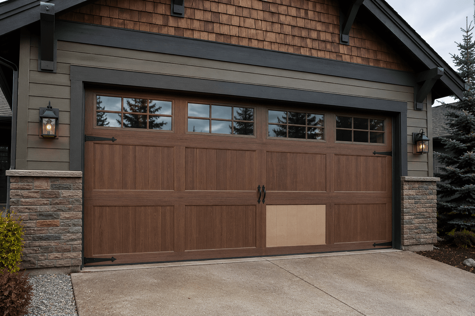 Craftsman style garage before garage door upgrade in Puyallup