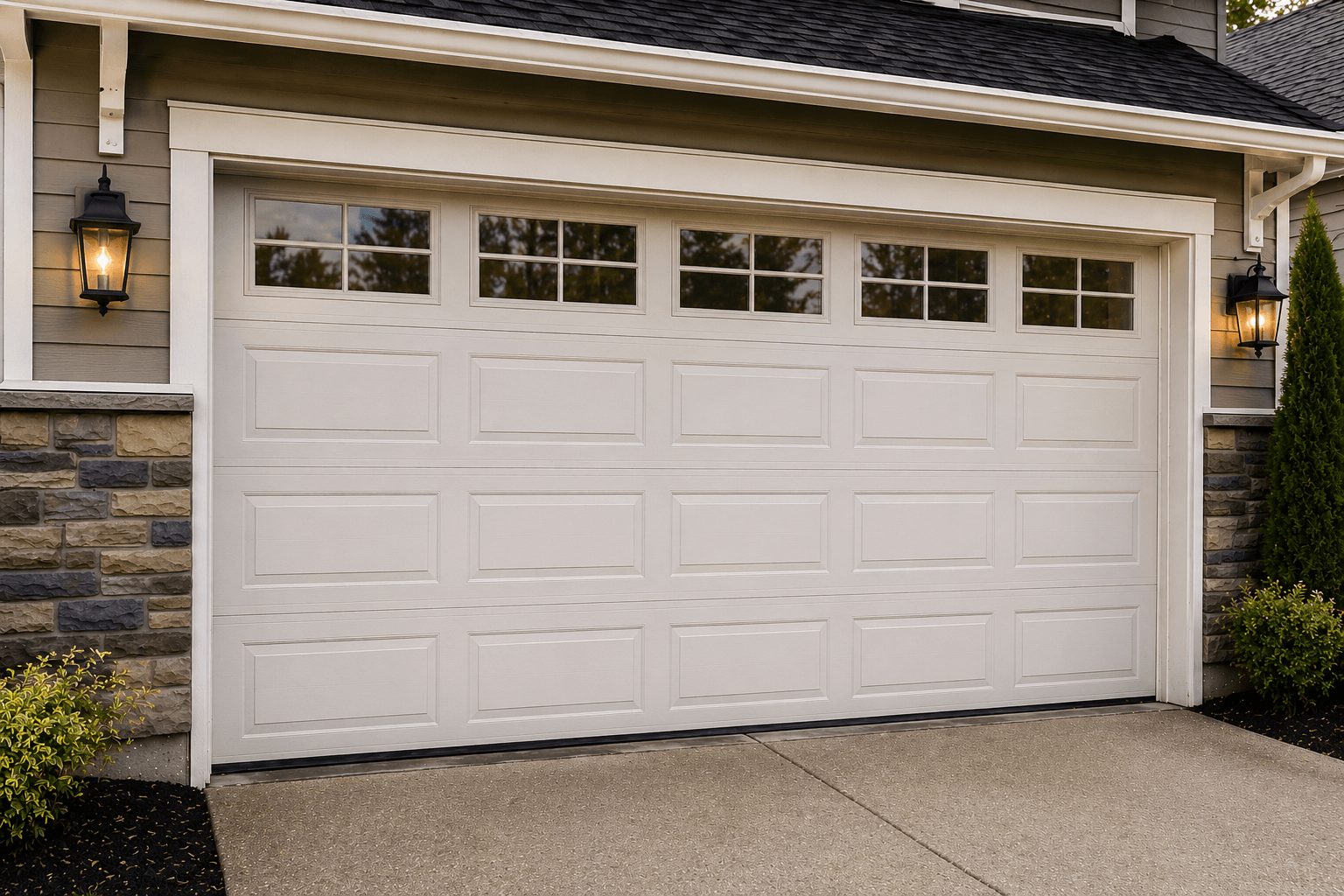 Suburban garage with professionally installed garage door in Puyallup