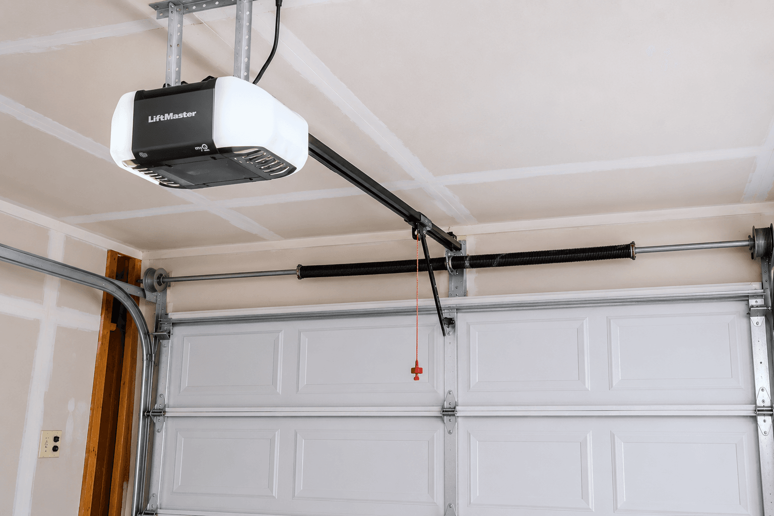 Tidy garage with LiftMaster garage door opener installation