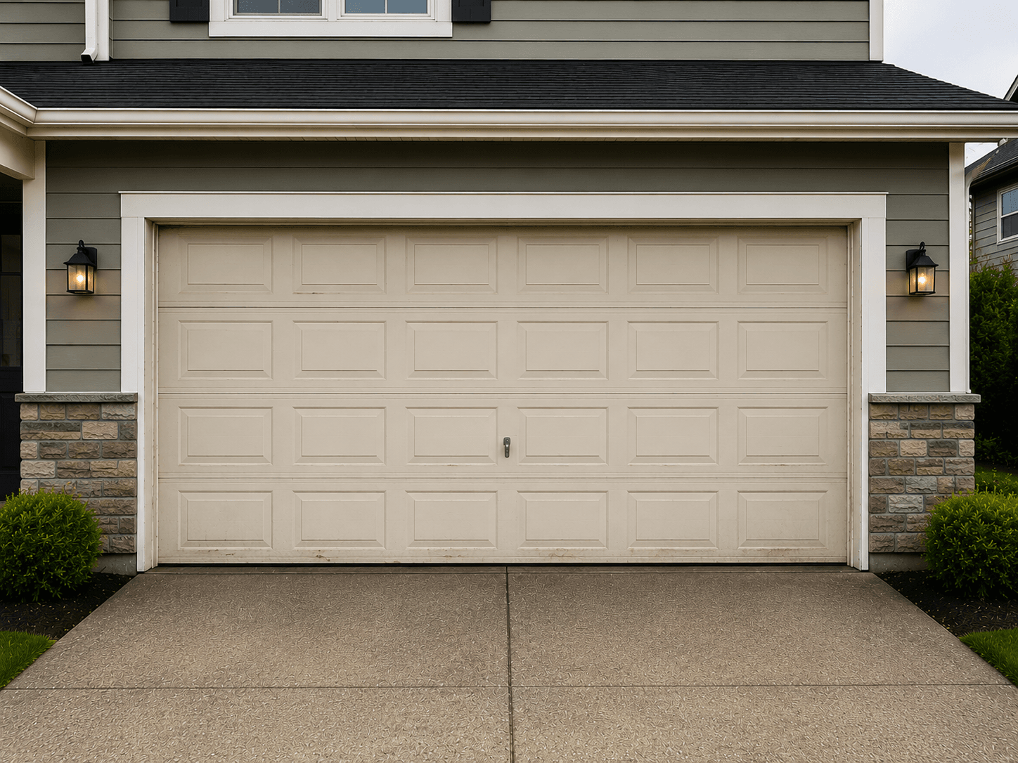 Older suburban garage before garage door upgrade