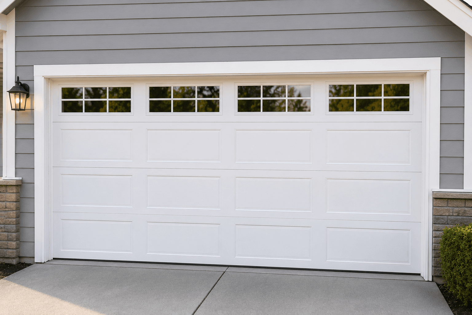 New insulated residential garage door after professional garage door installation completed in East Sumner neighborhood