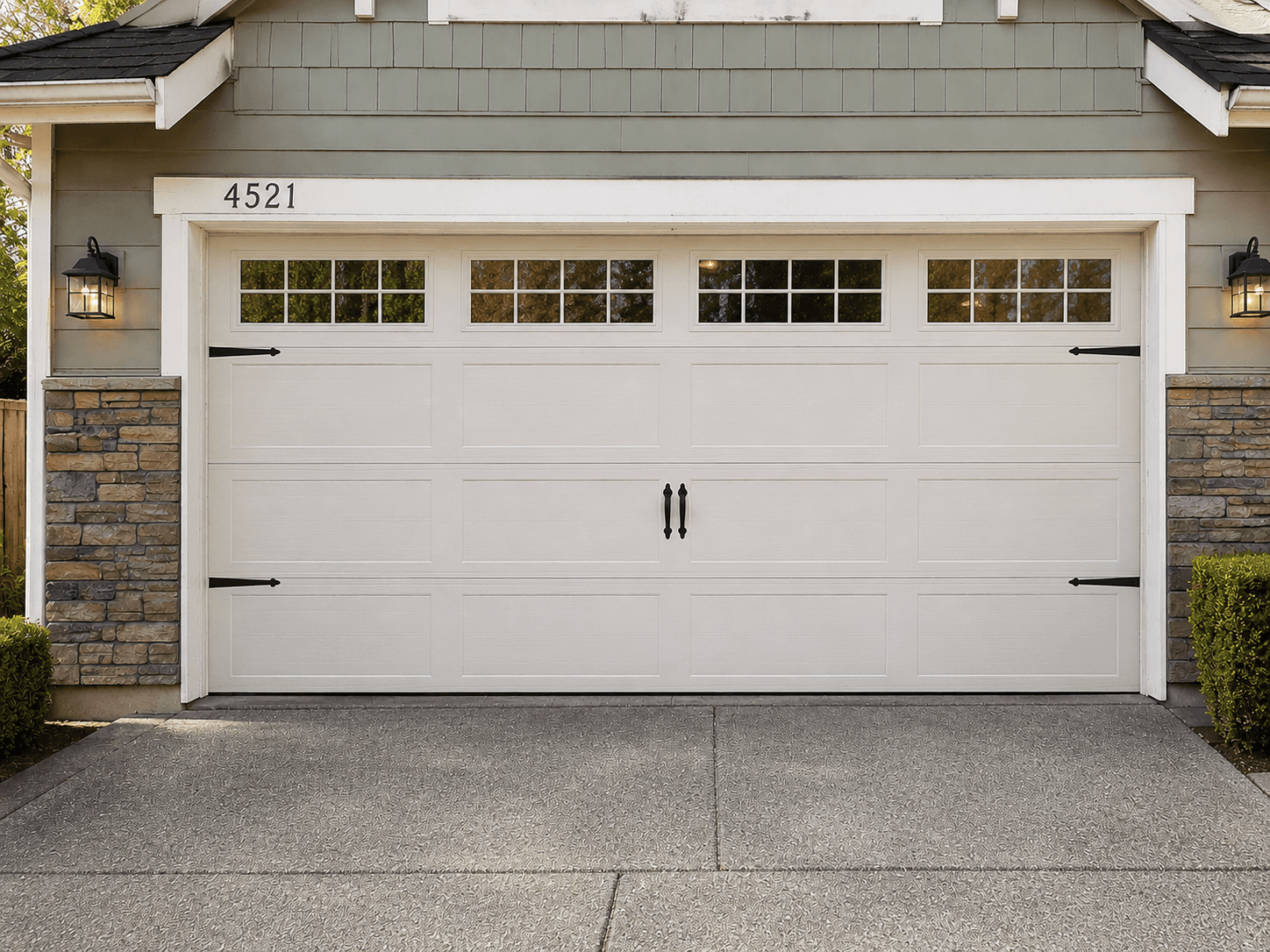 After new garage door installation featuring a modern insulated garage door on a residential home in Tehaleh