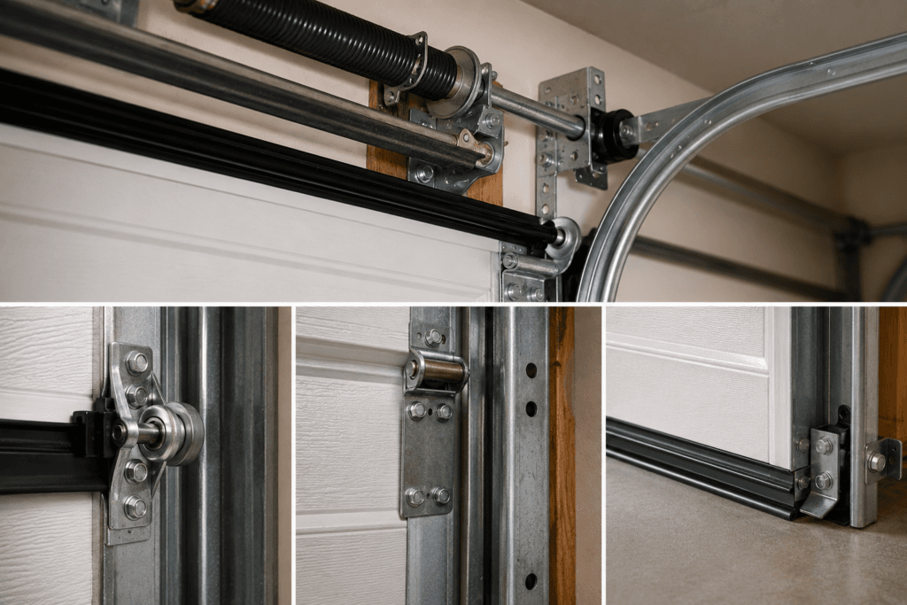Garage door maintenance including inspection, lubrication, and tune-up for safe, reliable residential door operation