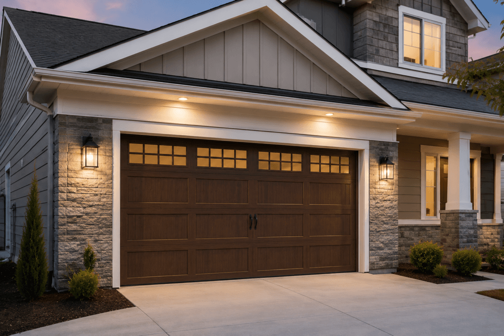 Garage door installation featuring a modern insulated residential garage door that enhances curb appeal and reliability